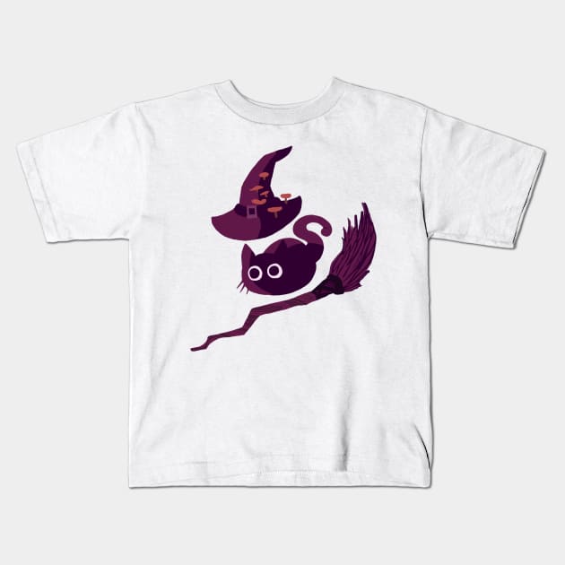 Witch Cat, Witch-Craft Kids T-Shirt by kwardart